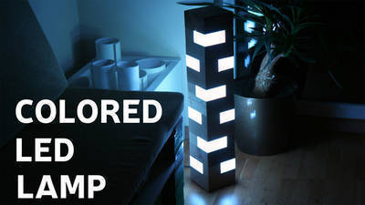 Colored LED Lamp From Pallet Wood Blocks