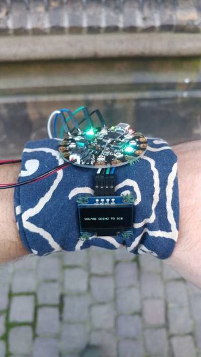 Deathwatch -- Wearable Life Expectancy Timer Using Adafruit Circuit Playground + OLED 