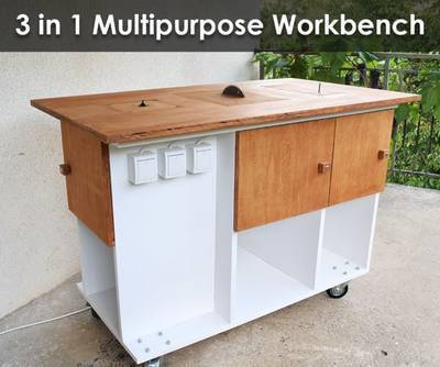 Homemade 3 in 1 Multipurpose Workbench: Table Saw, Router Table and Inverted Jigsaw (Free Plans)