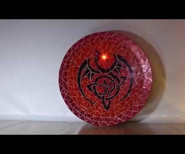 Celtic Dragon Mosaic With Sound Activated LED-eye