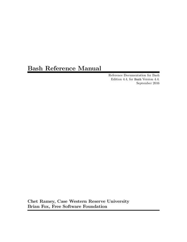 Bash Reference Manual - Reference Documentation for Bash 4.4