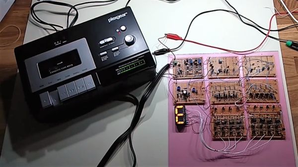 Kansas City Standard tape decoder/viewer made with discrete transistors