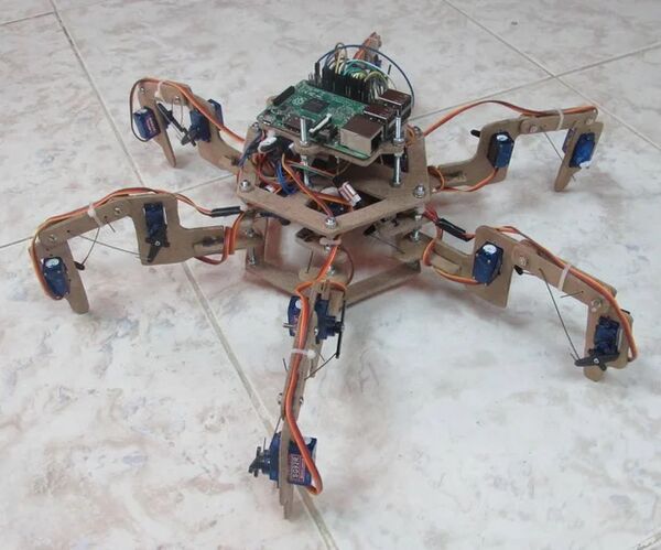 The Hexapod Robot (Spider Robot With Six Legs) Made From Wood