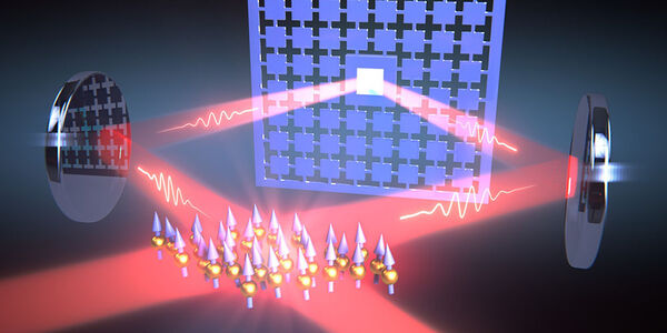 Laser loop couples quantum systems over a distance