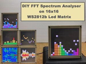 DIY Simple FFT Spectrum Analyzer,VU Meter and Waterfall Analyzer on 16x16 Led Matrix