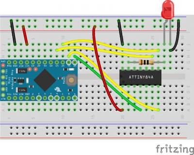 T³: Programming an ATtiny84A from Arduino
