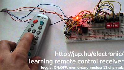 Learning IR remote control receiver