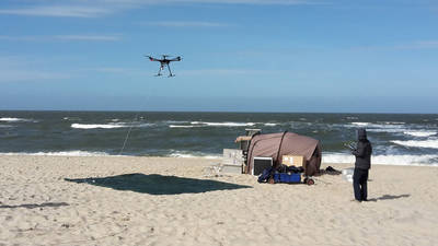 Marine scientists using drones for measurements