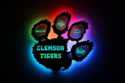 Clemson Tiger Paw Decoration Back-lit With WS2812 LED Strips
