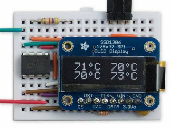 Four-Channel Thermometer on OLED display