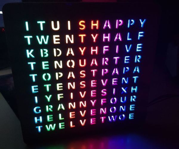 Minimalist 3D Printed RGB Word Clock