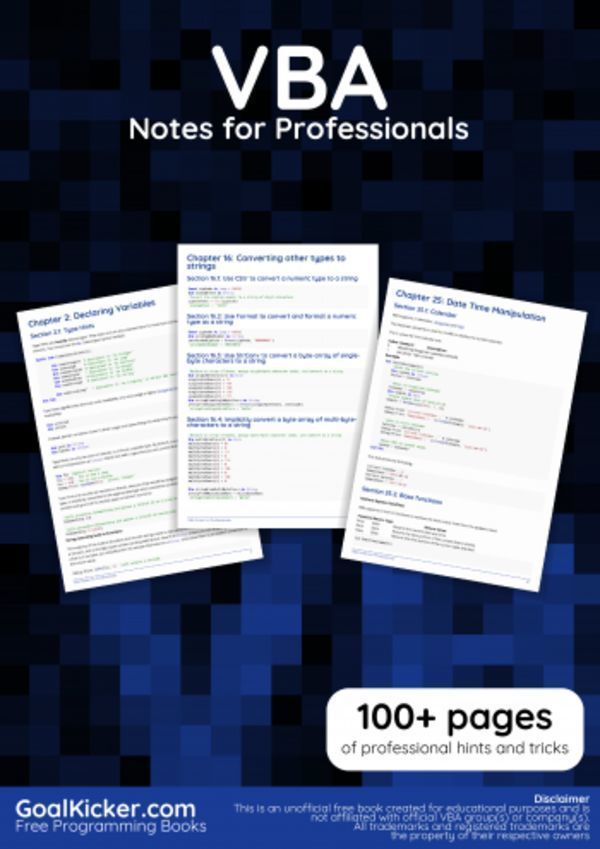 VBA Notes for Professionals book