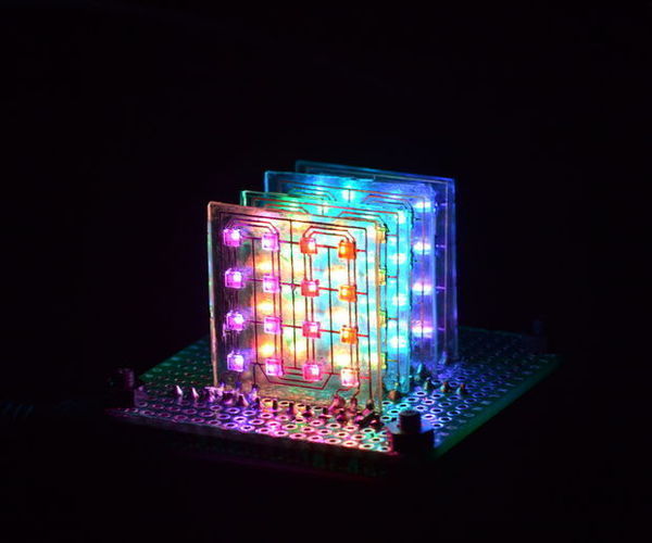 4x4x4 DotStar LED Cube on Glass PCBs
