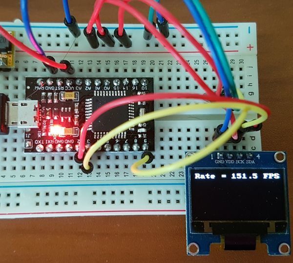 Fast SSD1306 OLED drawing with I2C bit banging 