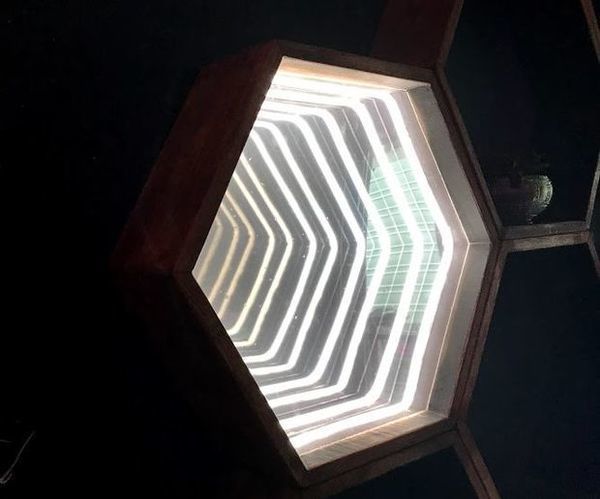 Hexagon Infinity Mirror With LED Lights and Laser Wire
