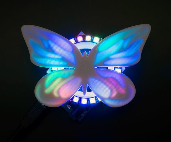 3D Printed NeoPixel Ring Butterfly With Tinkercad