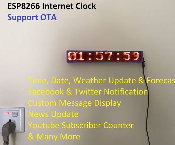 ESP8266 Internet Clock With Weather Update & Many More (No RTC)