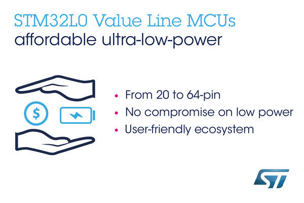 STMicroelectronics Makes Leading Ultra-Low-Power MCU Family Even More Accessible with New STM32L0 Value Line
