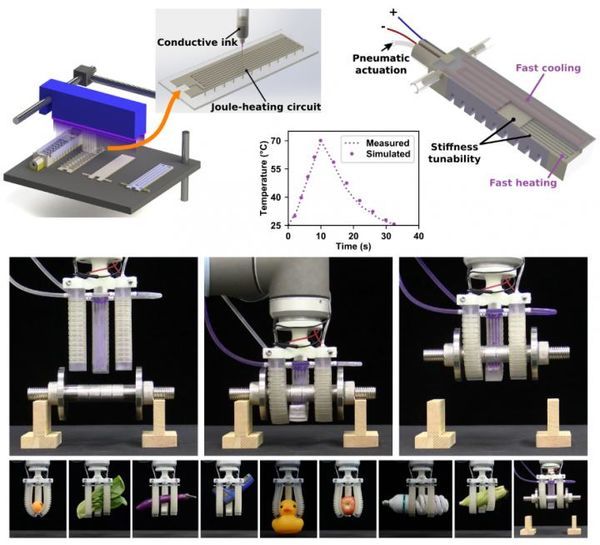 Multimaterial 3D printing used to develop Fast Response Stiffness-tunable Soft Actuator