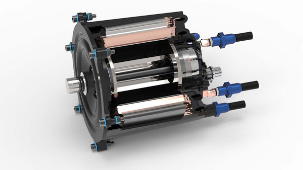 Directly-cooled electric motor made from polymer materials