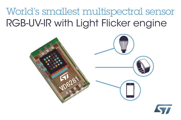 STMicroelectronics' New Full-Color Ambient Light Sensor with Flicker Detect Boosts Camera Performance in Smartphone and IoT Devices