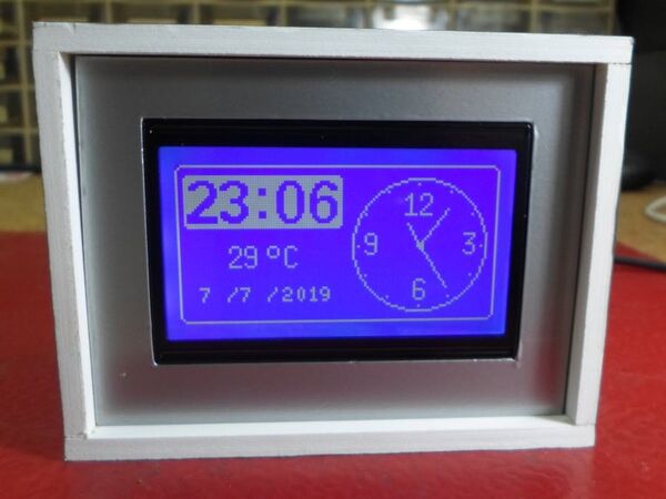 Analog, Digital Clock and Thermometer on 128x64 LCD