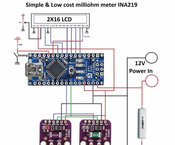 Low Ohmic Resistance Meter With INA219 Current Sensor