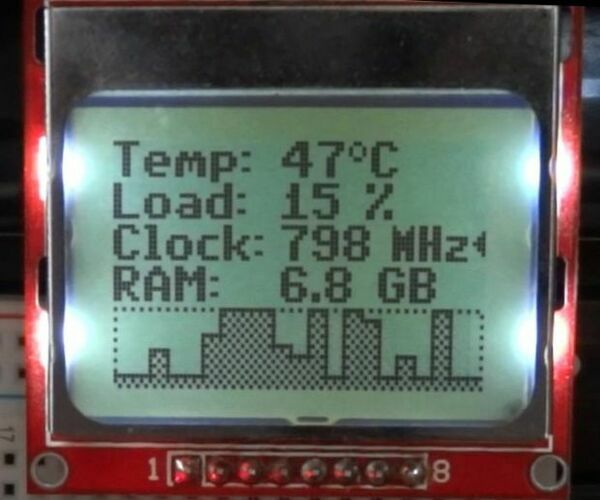 PC Hardware Monitor With Arduino and Nokia 5110 LCD