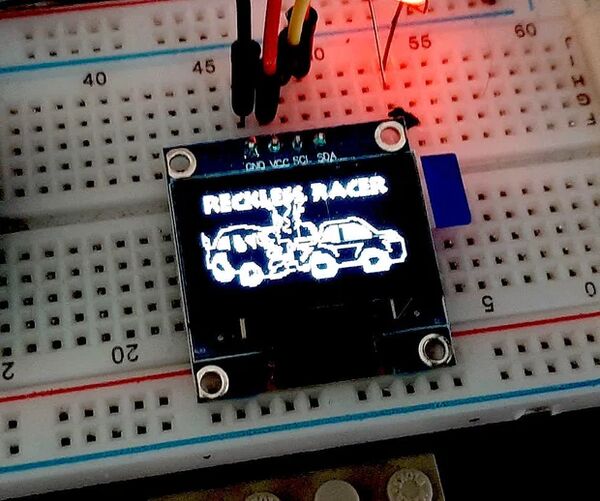 Reckless Racer Arduino OLED Game, AdafruitGFX and Bitmaps Basics