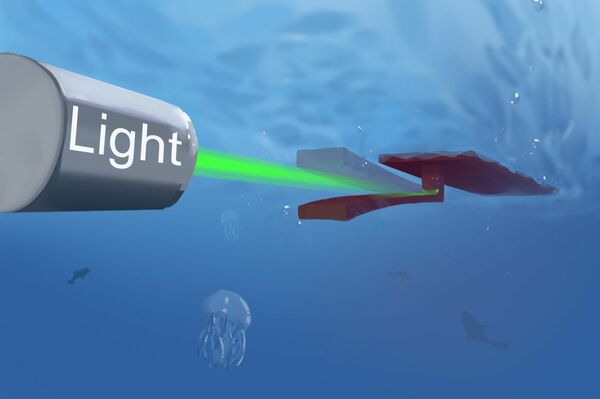 Soft-bodied swimming robot uses only light for power and steering