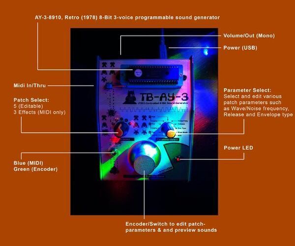 MIDI/Arduino Controlled 8-Bit Sound Generator (AY-3-8910)
