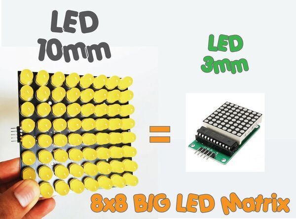 How to Build 8x8 BIG LED Matrix (MAX7219 LED 10mm)