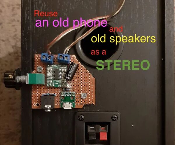 Reuse an Old Phone and Old Speakers As a STEREO