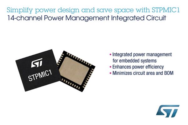 Fully Integrated Power-Management IC from STMicroelectronics Saves Board Space, Bill of Materials, and Power Consumption