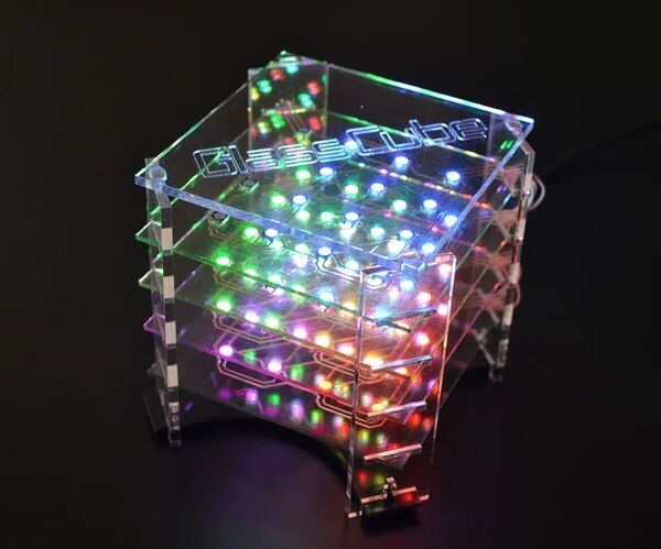 GlassCube - 4x4x4 LED Cube on Glass PCBs