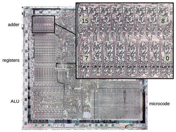 Reverse-engineering the adder inside the Intel 8086