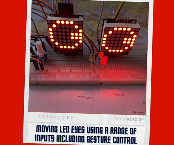 Moving LED Eyes Using a Range of Inputs Including Gesture Control
