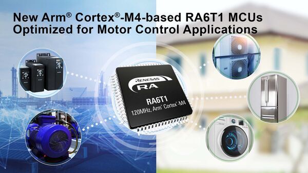 Renesas Extends RA MCU Family with RA6T1 MCU Group for Motor Control and AI-based Endpoint Predictive Maintenance