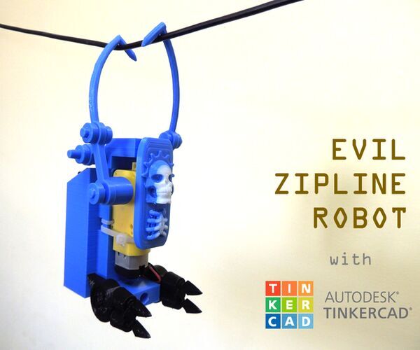 Tinkercad Robotics for School: Evil Zipline Robot!