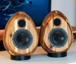 CNC-machined Wooden Egg Speakers