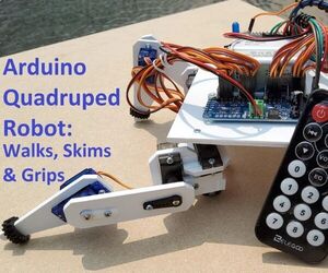 Arduino Quadruped Robot: Walks, Skims & Grips