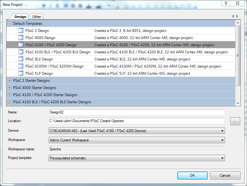 device selector no Psoc Creator