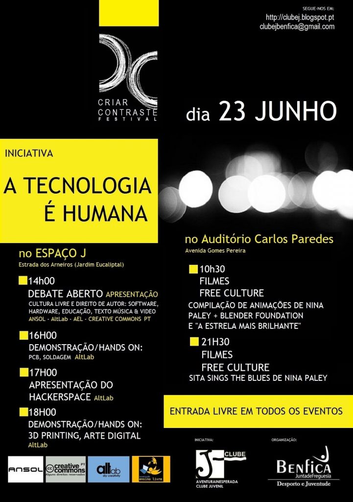 Cartaz - Apresentação Altlab Benfica - A Tecnologia é Humana